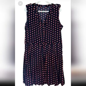 Tommy Hilfiger Polka Dot Sleeveless Dress Size 10 Womens Pleated Design